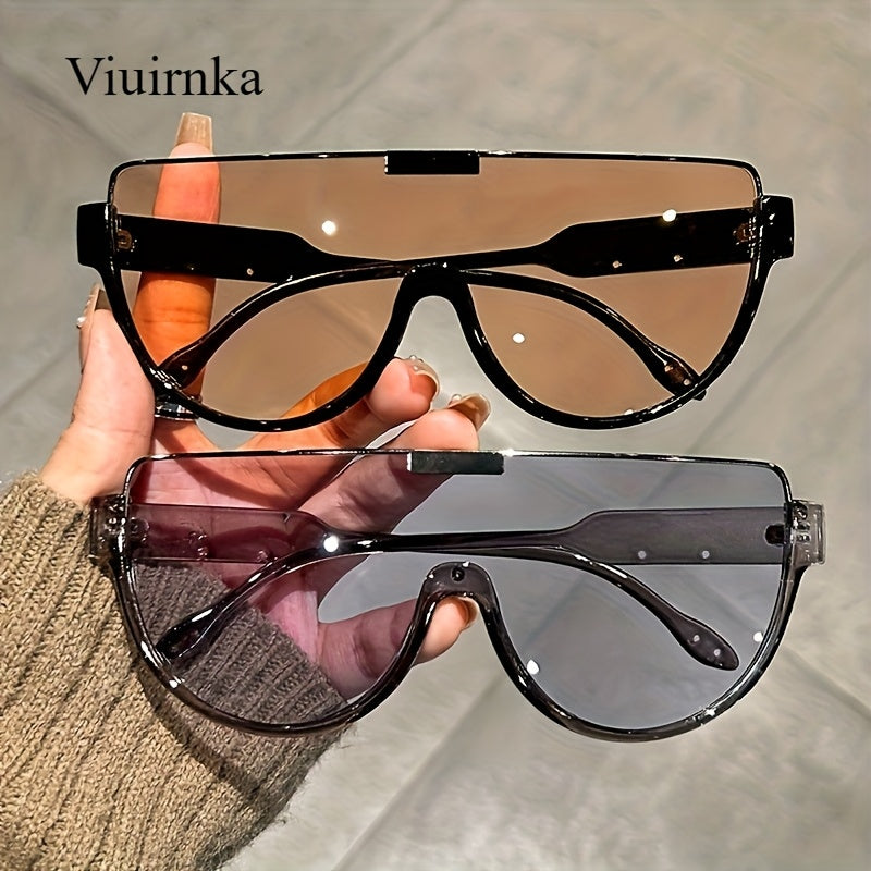 Oversized Semi-Circular Sunglasses for Men & Women – UV Protection, Glare-Resistant Lenses, 5 Colors – Trendy Unisex Shades for Travel, Beach & Daily Wear