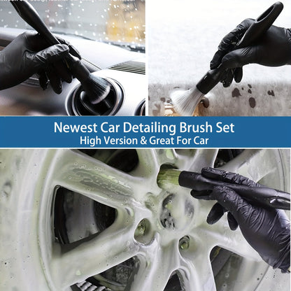26PCS Car Detailing Brush Set – Complete Car Cleaning Kit with Drill Brushes, Wash Mitt, Tire Brush, Window Squeegee, Cleaning Gel & Storage Bag for Interior Exterior Wheels Vents Professional Auto Care