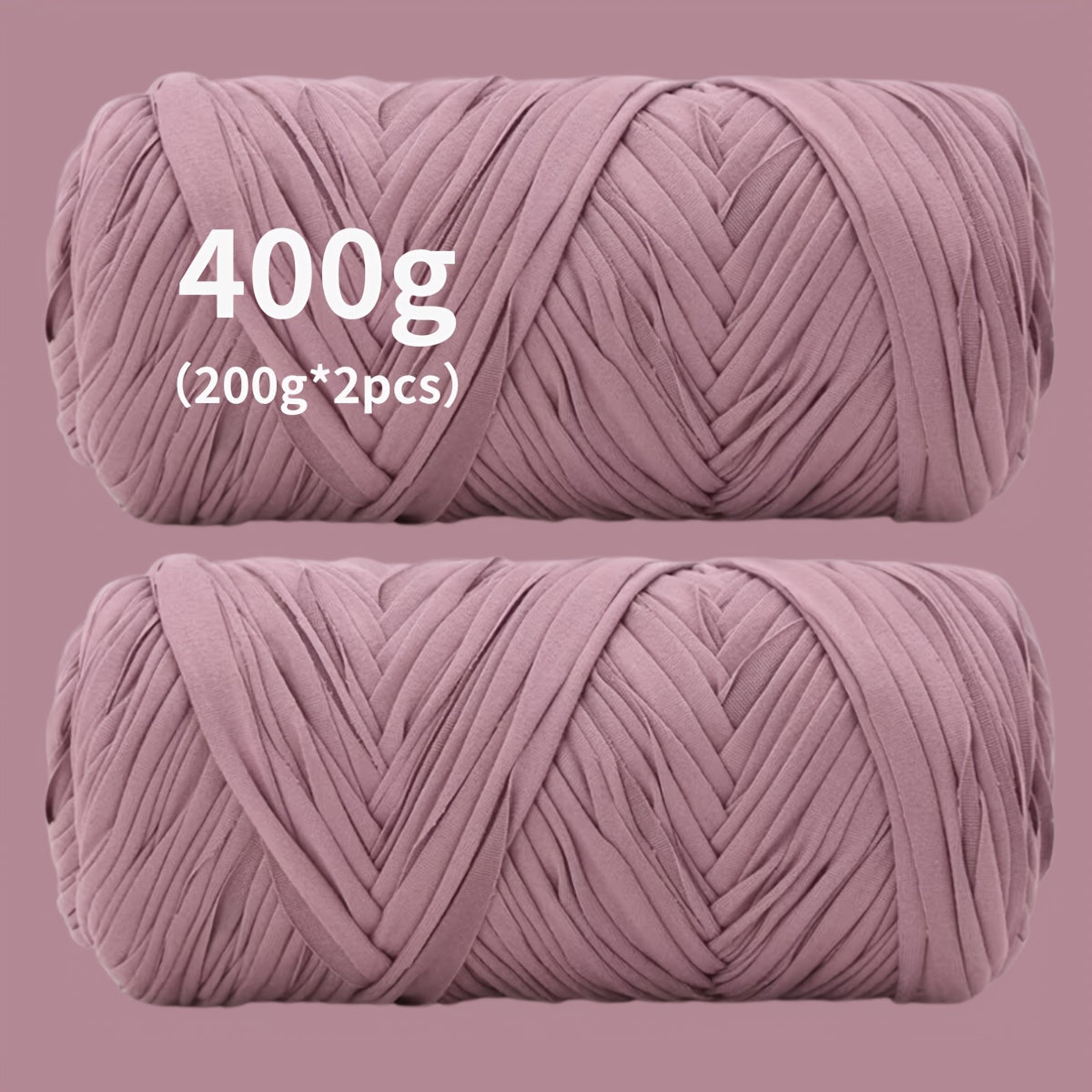 T-Shirt Fabric Yarn 400g (2 x 200g) Chunky Cotton Blend in 49 Colors – Soft Thick Yarn for Crochet Baskets, Bags, Rugs, Macrame & Knitting Projects – Beginner-Friendly Craft Yarn