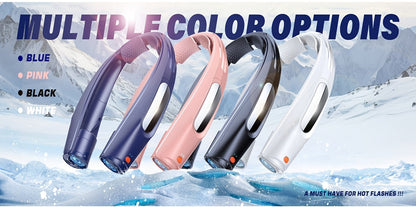 Portable Neck Fan Hands Free Wearable Personal Fan 3000mAh USB Rechargeable 6 Adjustable Speeds 5-Blade Bladeless-Style Cooling Fan for Home Office Outdoor Camping Travel – Black & White