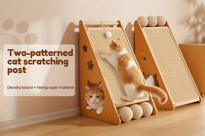 27 Inch Sisal Cat Scratching Board – Multi-Functional Wear-Resistant Cat Paw Pad Furniture Protector with 3 Teaser Balls, Easy Install, Indoor Cat Scratching Pad