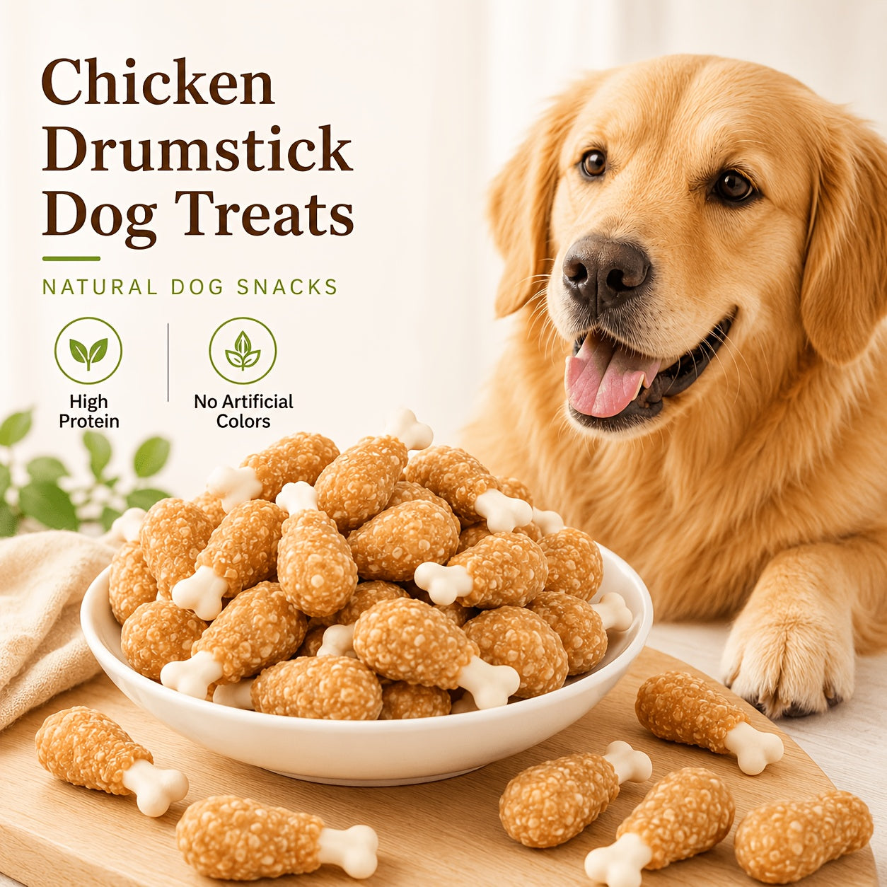 High Protein Chicken Dumbbell Dog Treats – Natural Healthy Long-Lasting Training Reward Snacks with Rice for Small, Medium & Large Breed Dogs