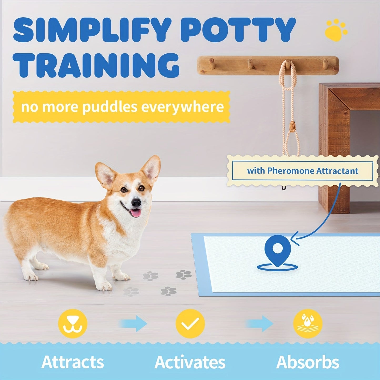 Dog Pee Pads 100 Count – 6-Layer Super Absorbent Puppy Training Pads, Leak-Proof & Odor Control, Disposable Dog Potty Pads for Puppies, Dogs & Cats, 34"x28" or 22"x22"
