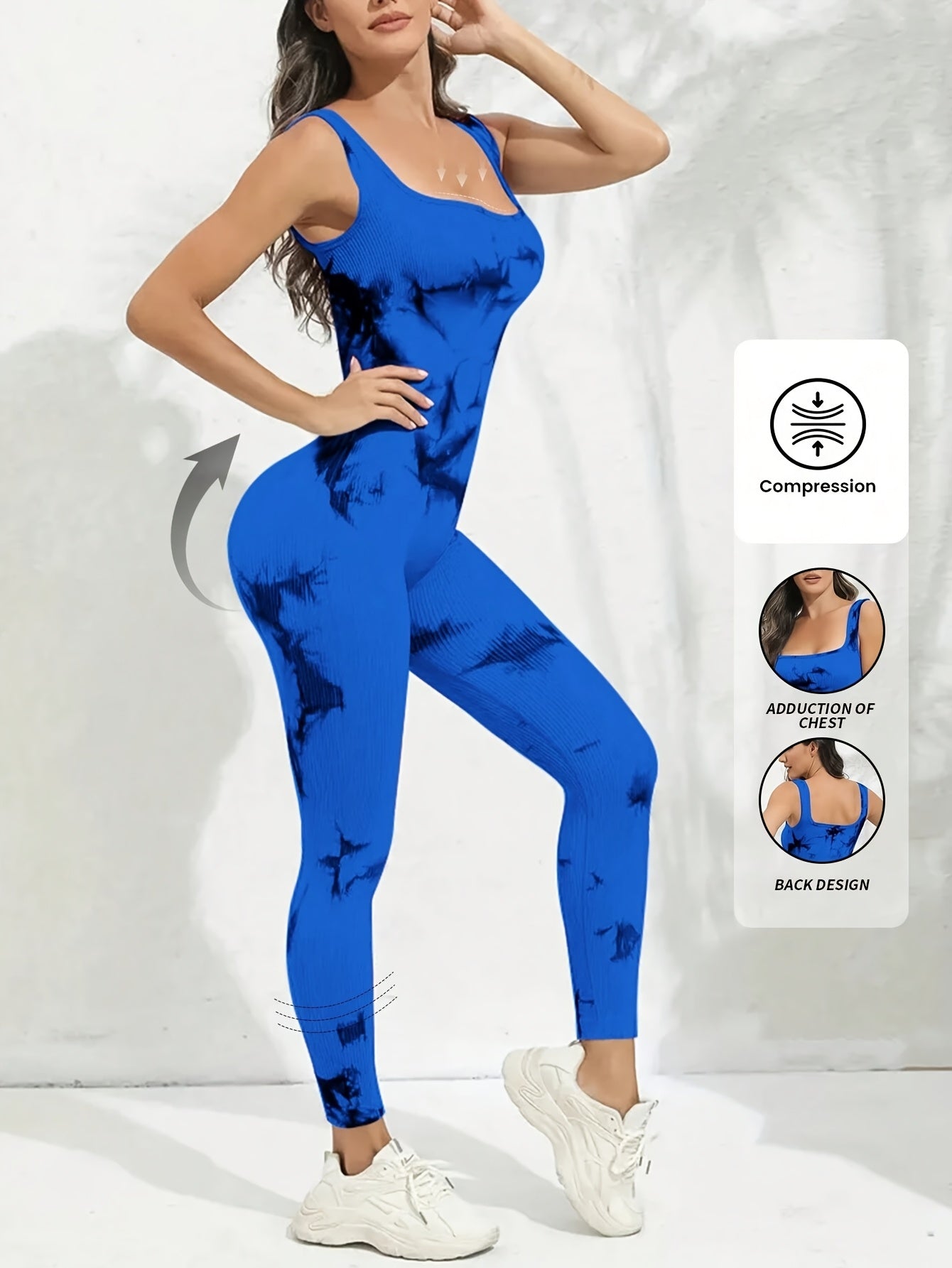 Women's Sleeveless Square Collar Jumpsuit – 90% Nylon Stretch Fabric, Thick & Opaque Active Wear for Yoga, Pilates, Running, Fitness & Everyday Events, Sizes S-XL, Multiple Colors