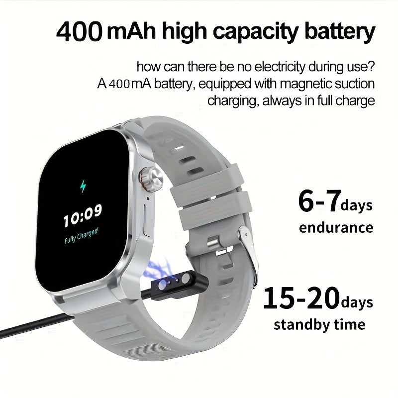 Smartwatch 2.1" HD Full Screen Display Bluetooth 5.3 with AI Voice Command, 400mAh Battery, Wireless Calls & SMS Alerts, 123+ Sports Modes, Music Playback & Social Sharing – Fashion Smart Watch for Men & Women