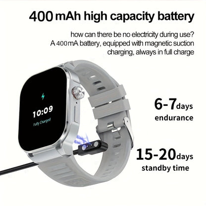 Smartwatch 2.1" HD Full Screen Display Bluetooth 5.3 with AI Voice Command, 400mAh Battery, Wireless Calls & SMS Alerts, 123+ Sports Modes, Music Playback & Social Sharing – Fashion Smart Watch for Men & Women