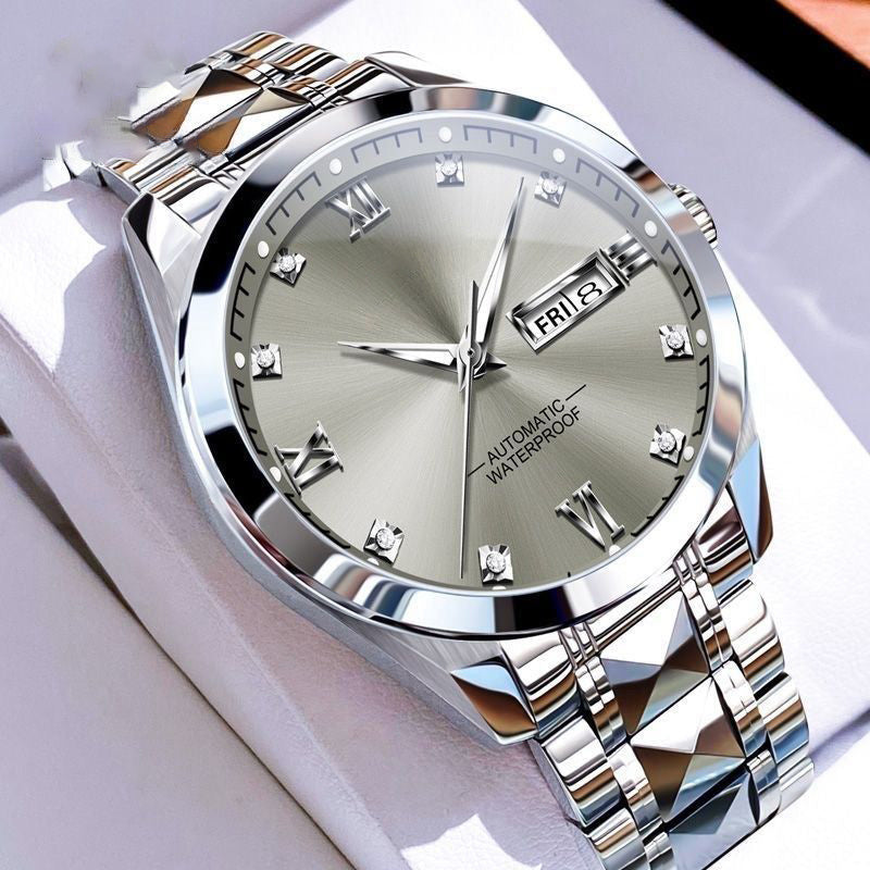 Men's Luxury Stainless Steel Watch with Luminous Hands & Date Display – Elegant Analog Timepiece for Business, Professional & Casual Wear, Ideal Gift for Him