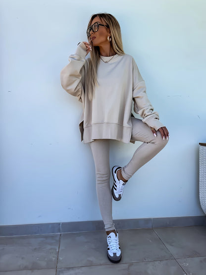 Women's Two-Piece Hoodie Set – Long Sleeve Sweatsuit with Jogger Pants, Solid Color Matching Activewear for Yoga, Running & Fitness, Available in 7 Colors & Sizes S-XL