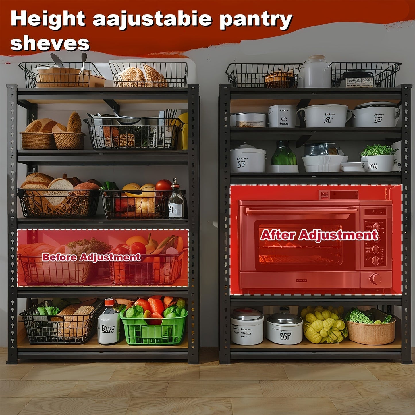 Heavy Duty 5-Tier Metal Shelving Unit 2000 LBS 60"H Adjustable Steel Rack – Garage Storage Shelves for Basement, Pantry, Closet & Utility Room, Local US Warehouse