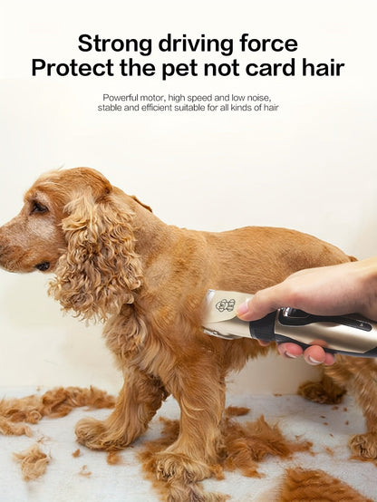 USB Rechargeable Pet Grooming Clippers Kit for Dogs & Cats – Ceramic Blades, Low Noise, Cordless Electric Clipper Set with Brush & Comb