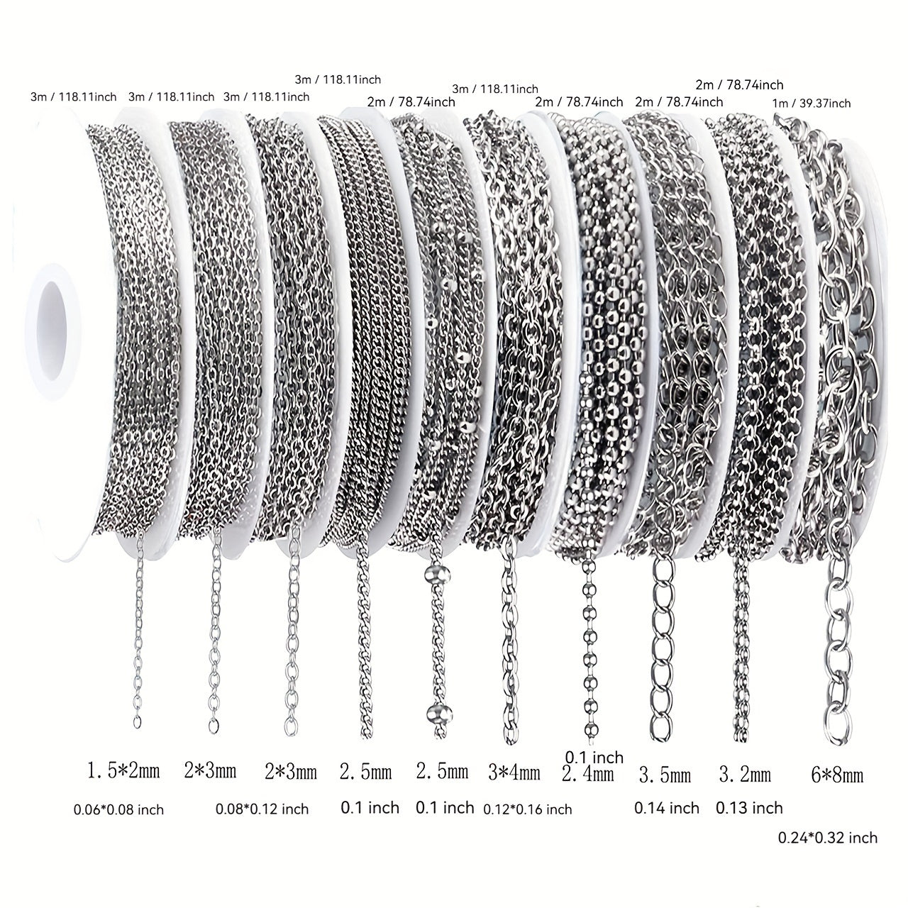 304 Stainless Steel Chain Jewelry Making Kit 10 or 15 Rolls 74-75 Feet with Lobster Clasp Toggle Clasp Set for DIY Bracelets Necklaces Anklets Handmade Jewelry Supplies Gold Rose Gold