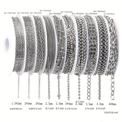 304 Stainless Steel Chain Jewelry Making Kit 10 or 15 Rolls 74-75 Feet with Lobster Clasp Toggle Clasp Set for DIY Bracelets Necklaces Anklets Handmade Jewelry Supplies Gold Rose Gold