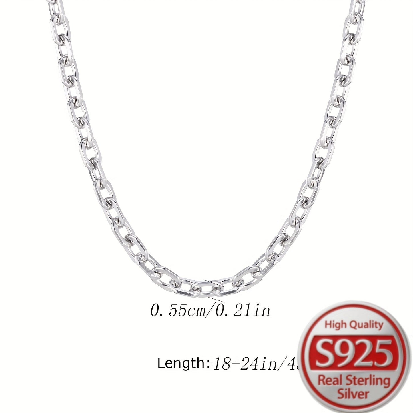 925 Sterling Silver Thick O-Ring Chain Necklace for Men and Women Hypoallergenic Elegant Unisex Statement Necklace Sizes 18 to 24 Inch Valentine Anniversary Birthday Gift for Girlfriend Boyfriend
