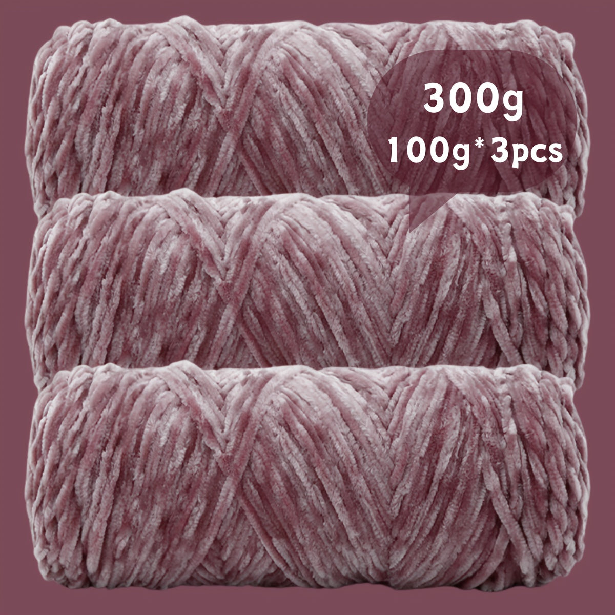 Velvet Chenille Yarn 3-Pack 300g (100g x3) Soft Bulky Knitting Crochet Yarn 47 Colors Beginner Friendly Luxury Handcraft for Sweaters Scarves Hats Dolls Bags Amigurumi DIY Projects