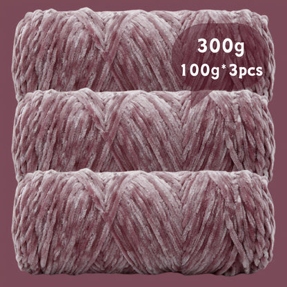 Velvet Chenille Yarn 3-Pack 300g (100g x3) Soft Bulky Knitting Crochet Yarn 47 Colors Beginner Friendly Luxury Handcraft for Sweaters Scarves Hats Dolls Bags Amigurumi DIY Projects