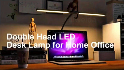Metal Touch Control LED Desk Lamp – 360° Adjustable Gooseneck Foldable Double Head Anti-Glare USB Powered Eye-Caring Reading Light for Office, Study, Gaming & Home, Monitor Screen Lamp
