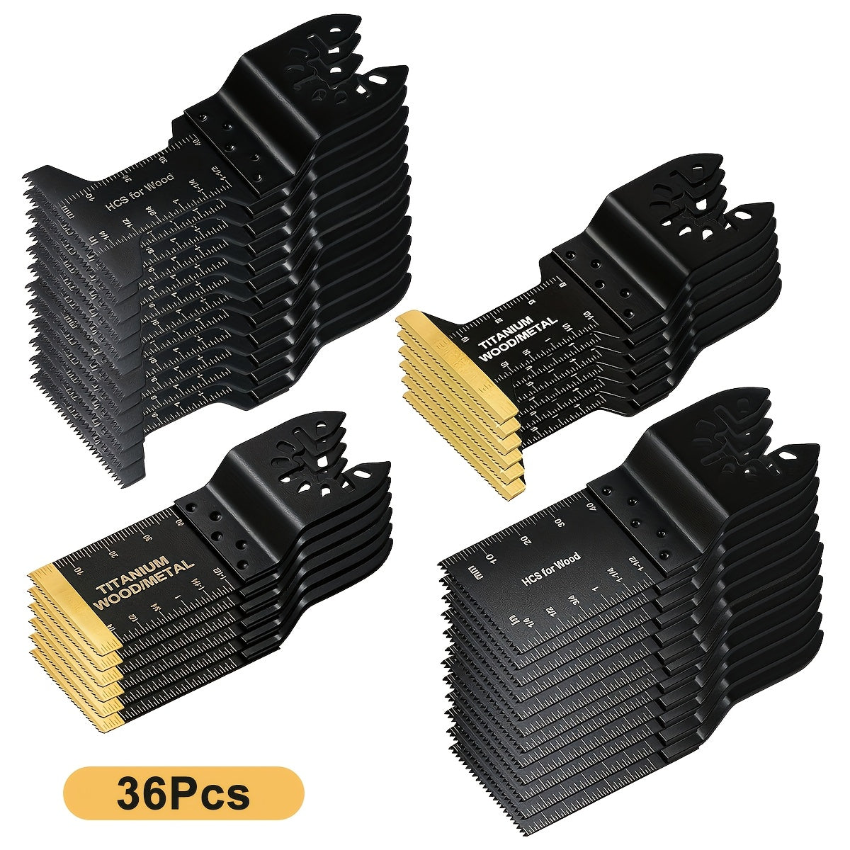 Titanium Oscillating Saw Blades Universal Quick Release Multi Tool Blades Set – 18/28/36/50 Pcs, Cuts Metal, Wood & Plastic, Compatible with Dewalt, Makita, Bosch & More