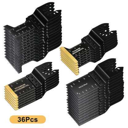 Titanium Oscillating Saw Blades Universal Quick Release Multi Tool Blades Set – 18/28/36/50 Pcs, Cuts Metal, Wood & Plastic, Compatible with Dewalt, Makita, Bosch & More