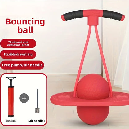 Bounce Ball with Handle for Kids & Adults – Anti-Burst Fitness Hopper Ball, High-Elasticity Jumping Ball, Indoor Outdoor Exercise & Fun, No Battery Needed, Great Gift Idea