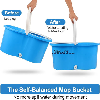 360° Spin Mop and Bucket Set with Wringer – Microfiber Mop Refills, Stainless Steel Extended Handle, Separate Compartment, Floor Cleaning System