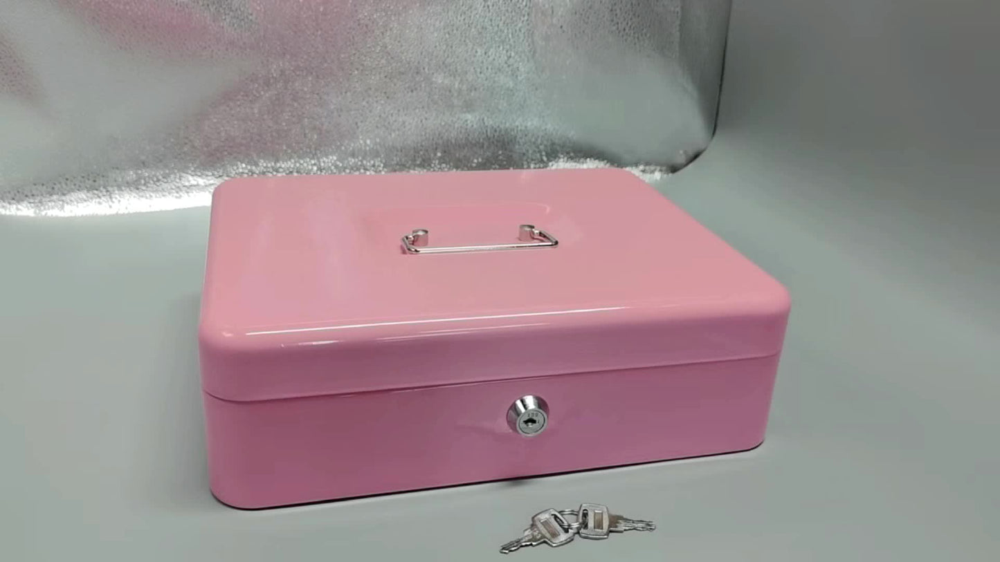 Large Locking Cash Box with Money Tray – Metal Security Box with 6 Accessories for Cash Register, Home, Office & Business, 6 Colors, Key Lock & Combination Lock Options