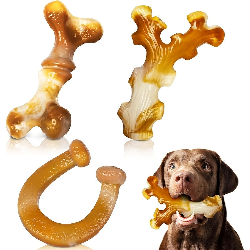 3-Pack Indestructible Nylon Dog Chew Toys for Aggressive Chewers – Tough Durable Chew Set for Large Breed Dogs, Stripe Pattern Design, Heavy-Duty Teething & Dental Chew Toys