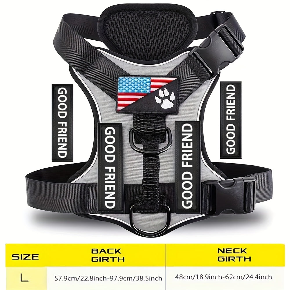 Service Dog Harness Vest with 5 ID Patches – Reflective Adjustable Oxford Vest with Breathable Mesh Lining, Service Dog ID System for Small Medium Large Dogs, Sizes XS-XL, Public & Mobility Aid