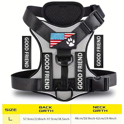 Service Dog Harness Vest with 5 ID Patches – Reflective Adjustable Oxford Vest with Breathable Mesh Lining, Service Dog ID System for Small Medium Large Dogs, Sizes XS-XL, Public & Mobility Aid