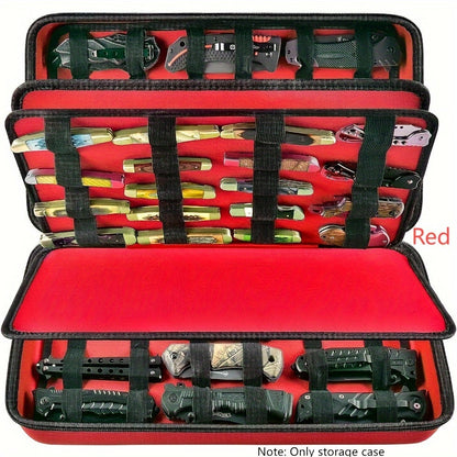 Knife Display Case 88 Slots Large Capacity Pocket Knife Storage Organizer for 66+ Folding Knives, Hard EVA Shell with Elastic Bands, 4 Slot Sizes, Smooth Zipper, Portable Carry Handle – EDC Knife Collector Case