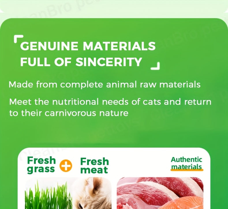 Freeze-Dried Cat Grass Hairball Control Tablets – Natural Mint Molar Sticks & Granules, Chicken Flavor Cat Snacks for Dental Health & Hair Removal