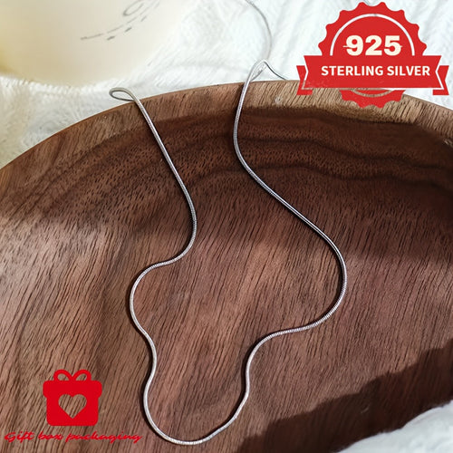 925 Sterling Silver 1mm Snake Chain Necklace Unisex – Handmade Round Snake Chain Lengths 16–24 Inch, Gift Box Included, Perfect for Daily Wear, Mother’s Day & Gifts for Him or Her