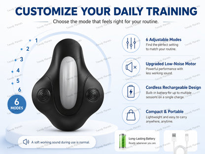Electric Pelvic Floor Trainer – Cordless Kegel Cushion Device with 6 Vibration Modes for Pelvic Floor Exercises & Muscle Relaxation, Quiet Rechargeable Fitness Equipment for Men & Women at Home