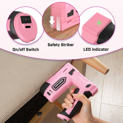Cordless 2-in-1 Brad Nailer & Stapler Gun 20V – No Compressor Needed, Battery & Charger Included, Safety Guard, 1600/2000 Nails & Staples for Carpentry, Upholstery & DIY