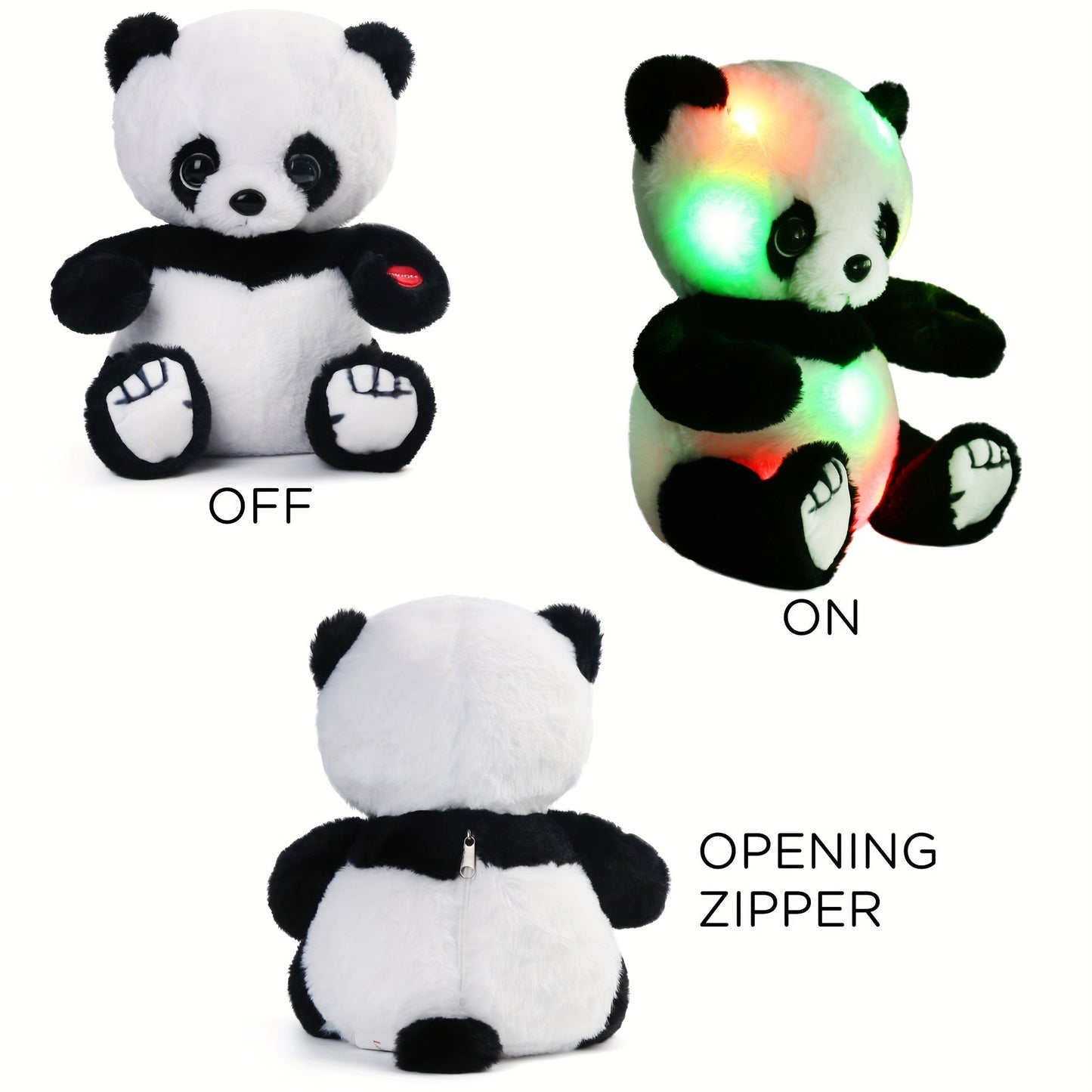 Light Up Panda Stuffed Animal 8 & 12 Inch – Cute Panda Bear Plush Toy with LED Glow Light, Soft Hugging Plushie Gift for Kids Boys Girls, Birthday Christmas Holiday Home Decor