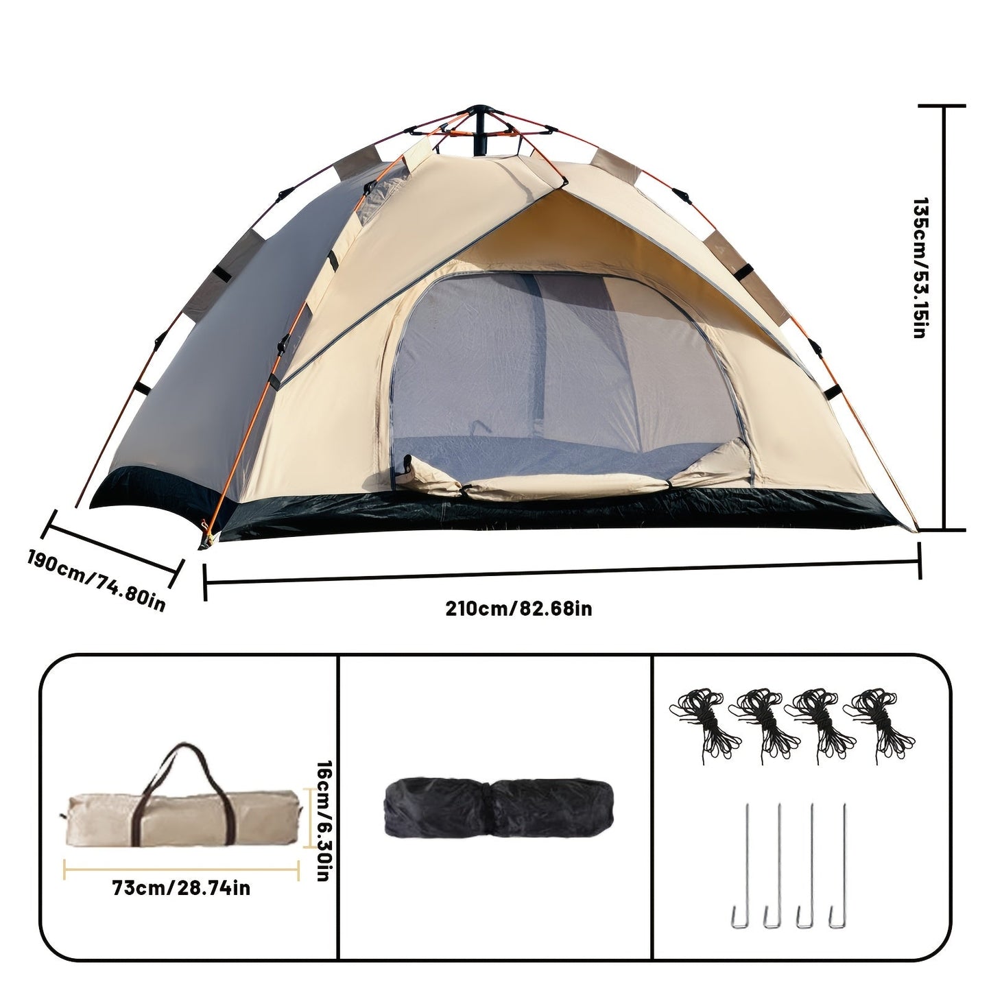 Automatic Instant Setup Camping Tent 1-4 Person All-Season Windproof Lightweight Tent with Dual Doors & Mesh Windows for Camping Hiking Travel – Durable Portable Outdoor Shelter