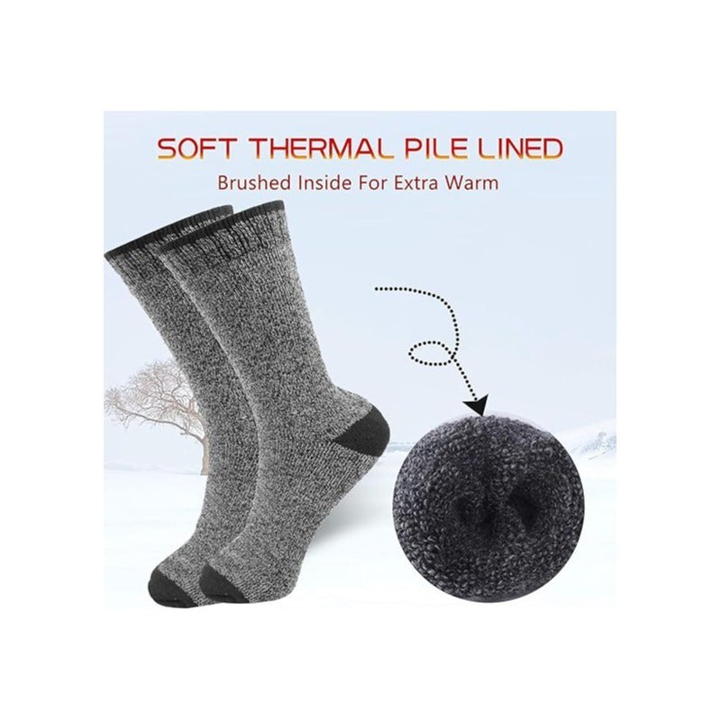6 Pairs Men's Thermal Crew Socks – Thick Insulated Cold Weather Socks for Hiking Skiing Camping Outdoor Sports, Acrylic Winter Boot Socks