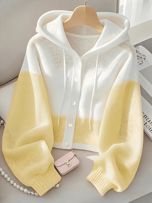 Women's Color Block Hoodie Cardigan Casual Loose Cropped – Lightweight Spring Summer Sporty Zip-Up Sweatshirt Jacket, Pastel Aesthetic Top for Daily Wear Office Parties S M L XL XXL
