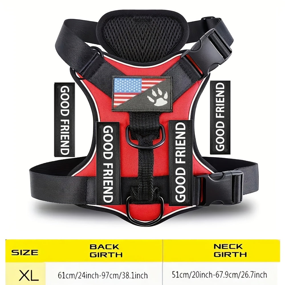 Service Dog Harness Vest with 5 ID Patches – Reflective Adjustable Oxford Vest with Breathable Mesh Lining, Service Dog ID System for Small Medium Large Dogs, Sizes XS-XL, Public & Mobility Aid