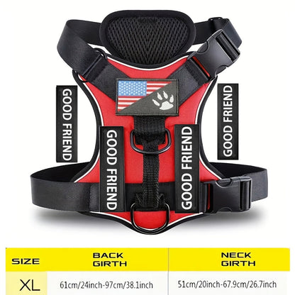 Service Dog Harness Vest with 5 ID Patches – Reflective Adjustable Oxford Vest with Breathable Mesh Lining, Service Dog ID System for Small Medium Large Dogs, Sizes XS-XL, Public & Mobility Aid