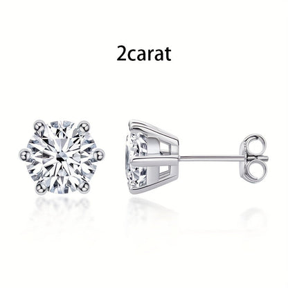 S925 Sterling Silver Moissanite Stud Earrings for Women – Vintage Elegant Style, 0.5CT 1CT 2CT 3CT, Gold & Silver, Daily Wear & Party Jewelry Gift