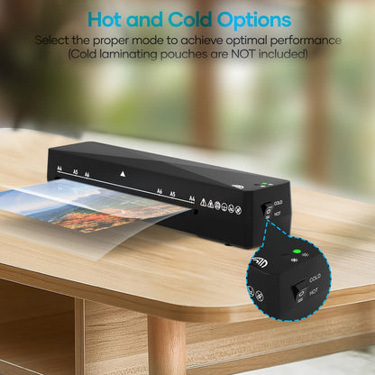 A4 Laminator Machine Hot and Cold, 9-Inch Thermal Laminator with Fast 1-2 Min Warm-Up, Bubble-Free Lamination for Home, Office & School, Compatible with 80-125 Mic Pouches – Jam-Free Design
