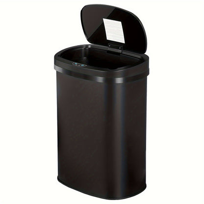 13 Gallon Touchless Trash Can 50L Automatic Motion Sensor Lid | Stainless Steel & Plastic Kitchen Waste Bin | Soft Close Hands-Free Garbage Can | Kitchen Office Bedroom | Black White Red Pink