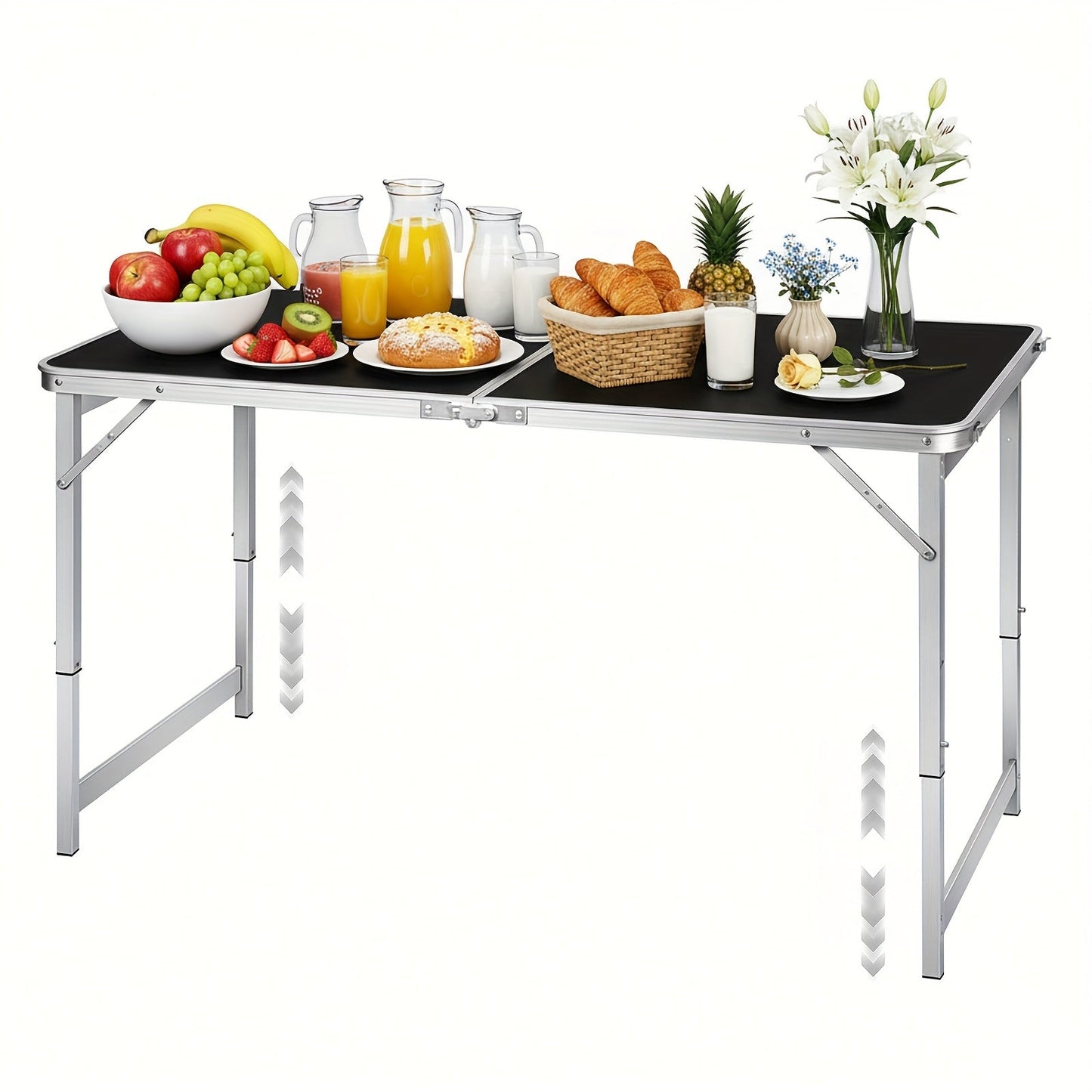 Folding Table 4ft & 6ft Portable Rectangle Table for Camping, Picnic, Wedding & Party – Lightweight with Carrying Handle, Easy Setup, Indoor Outdoor Fold Up Table – White