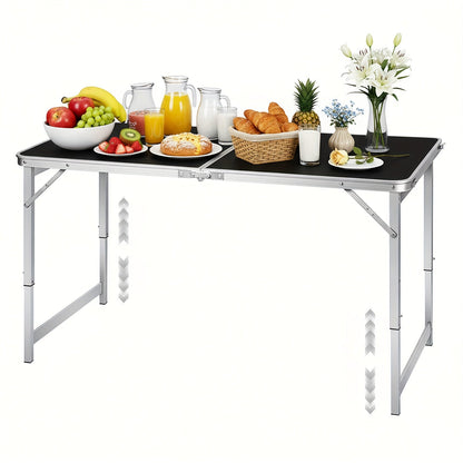 Folding Table 4ft & 6ft Portable Rectangle Table for Camping, Picnic, Wedding & Party – Lightweight with Carrying Handle, Easy Setup, Indoor Outdoor Fold Up Table – White