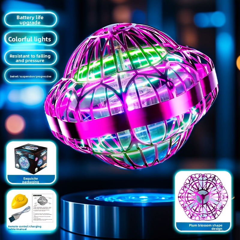 Smart Sensor UFO Hovering Flying Ball Toy Hexagonal Spinning Saucer Drone Autonomous Flight Hand Controlled Indoor Flying Robot Kids Adults Birthday Christmas Gift Blue Purple Red