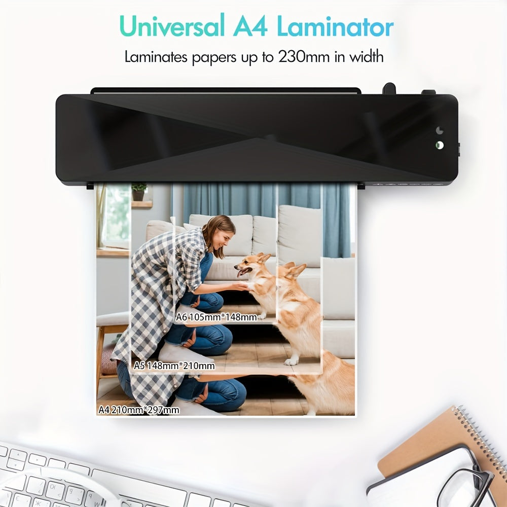 A4 Laminator Machine Hot and Cold, 9-Inch Thermal Laminator with Fast 1-2 Min Warm-Up, Bubble-Free Lamination for Home, Office & School, Compatible with 80-125 Mic Pouches – Jam-Free Design