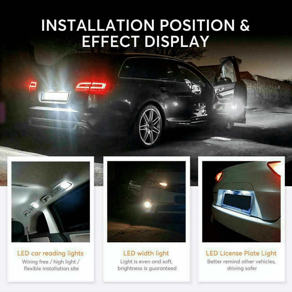 40PCS Car LED Interior Bulb Kit T10 W5W 31mm 42mm 6000K Cool White 12V, No Error Map Dome Door Trunk Courtesy Light Replacement Set for Most Cars
