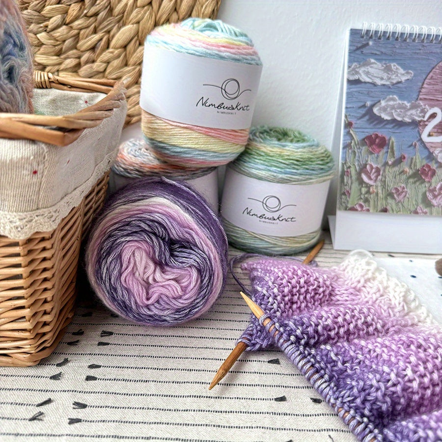 Colorful Yarn Thread & Weaving Accessories Kit 2/4pcs Cotton Acrylic Wool Blend with C-Type Buckle Weaving Needle Bow Twist Needle DIY Knitting Crochet Sweater Scarf Beginner Craft Set
