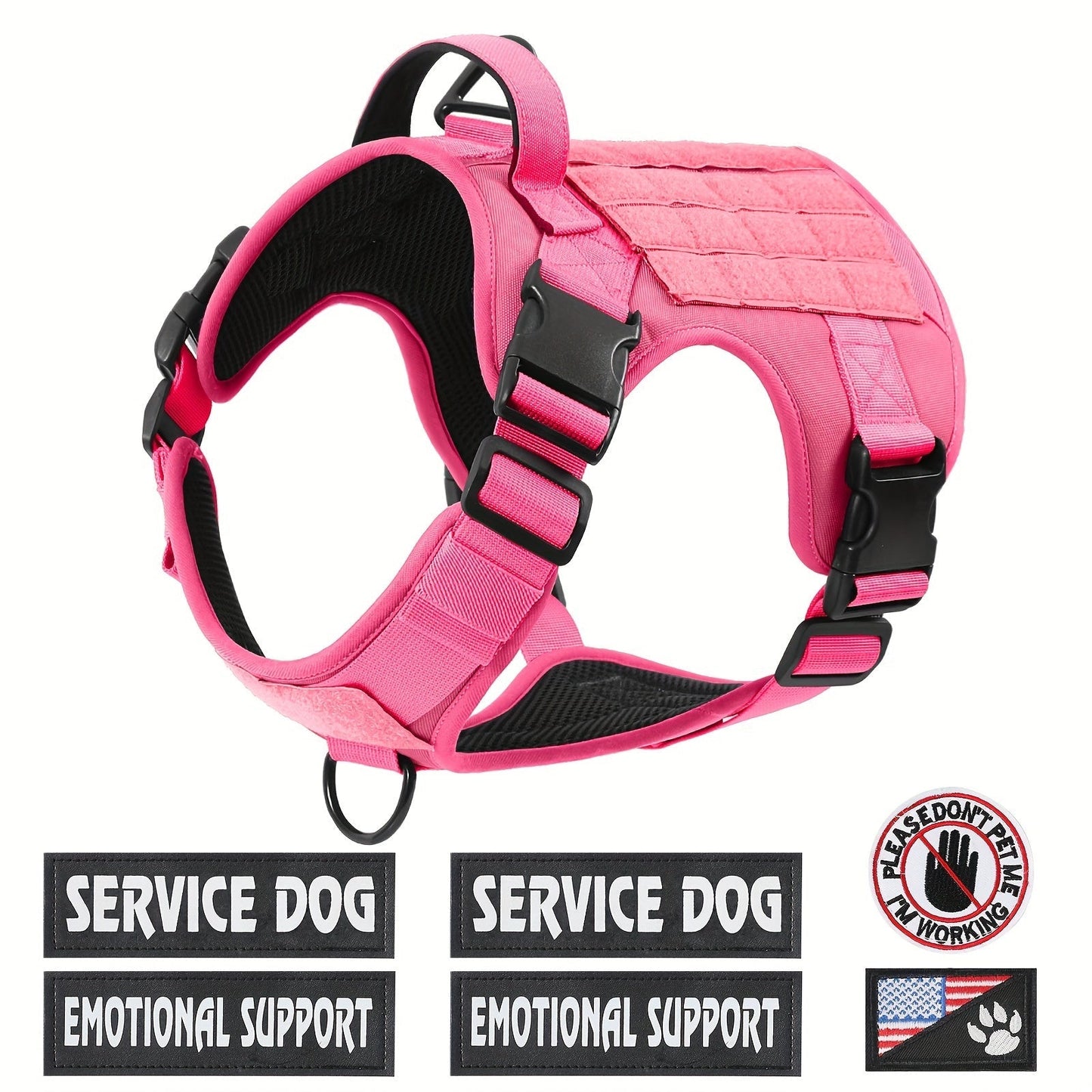 Tactical Dog Chest Harness – Military-Style No-Pull Pet Vest with Control Handle, Adjustable Secure Fit for Active Dogs, Solid Pattern, Sizes S to XL, Ideal for Training Hiking Walking