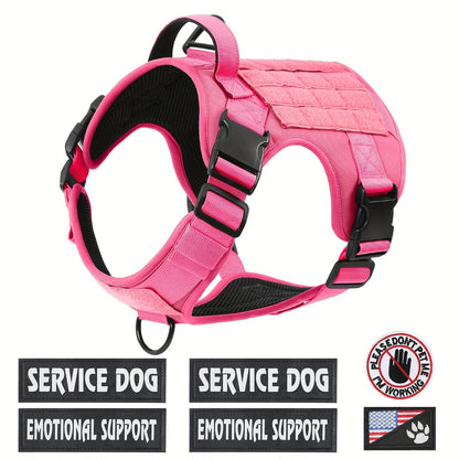 Tactical Dog Chest Harness – Military-Style No-Pull Pet Vest with Control Handle, Adjustable Secure Fit for Active Dogs, Solid Pattern, Sizes S to XL, Ideal for Training Hiking Walking